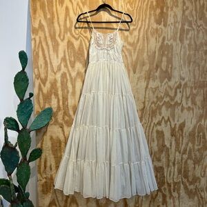 Gunne Sax Cream Tiered Maxi Sundress